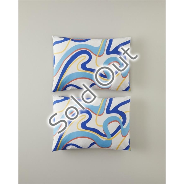 Abstract Marine 2-Piece Pillow Case Navy Blue-Orange