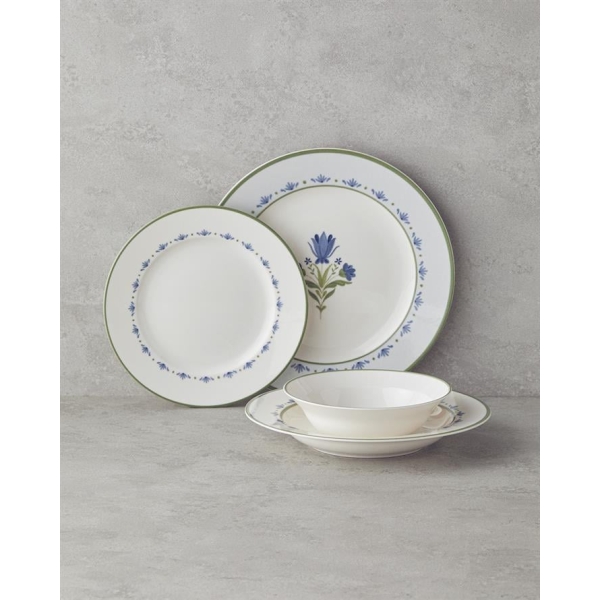 Eternal Porcelain Dinner Set 24 Pieces For 6 People Green-Blue