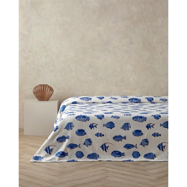 Nautical Depths Single Pique Blue