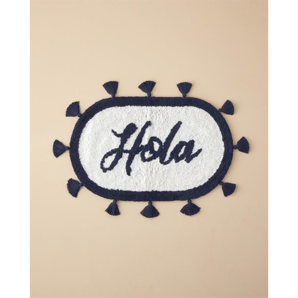 Hola Cotton Bath Mat 50x80 cm Navy Blue-White