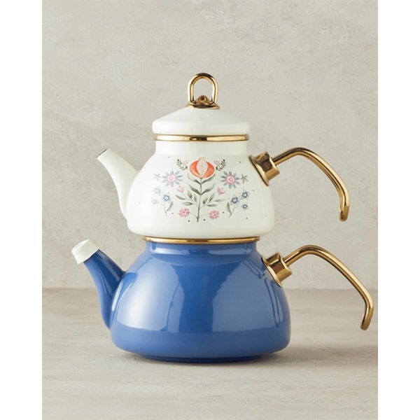 Carnival Tulip Enamel Teapot 1.1L + 0.5L Blue