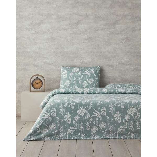 Spring Leaves Crepe Double Duvet Cover Set 200x220 cm Green