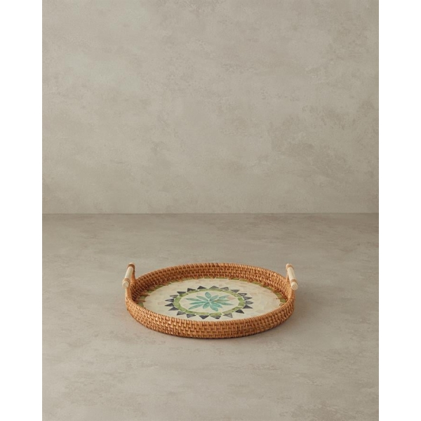 Adelaide Pearlescent Rattan Tray Brown