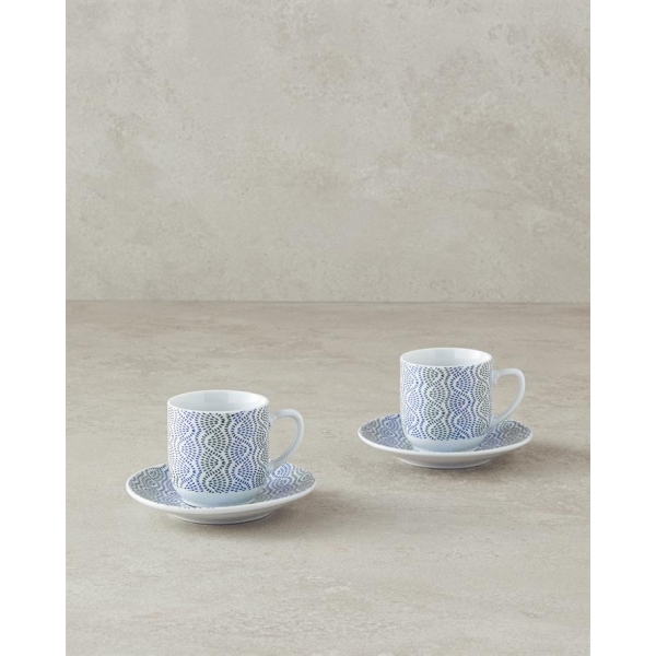 Conner Porcelain Coffee Cup Set 4 Pieces For 2 People 80 ml  Blue-Green