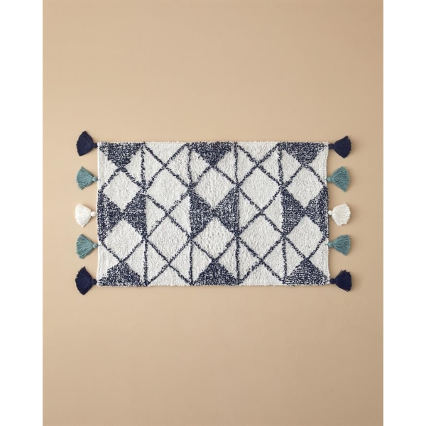 Pyramid Cotton Bath Mat 50x80 cm Navy Blue-White