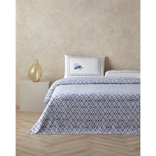 Sandy Seashore Double Bedspread Set 200x220 cm Blue