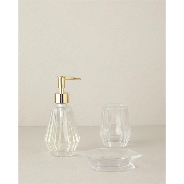 Rina Glass 3 Piece Bathroom Set Transparent