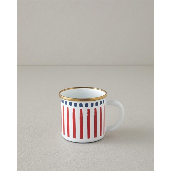 Jolly Lines Enamel Mug 350 ml Red - White