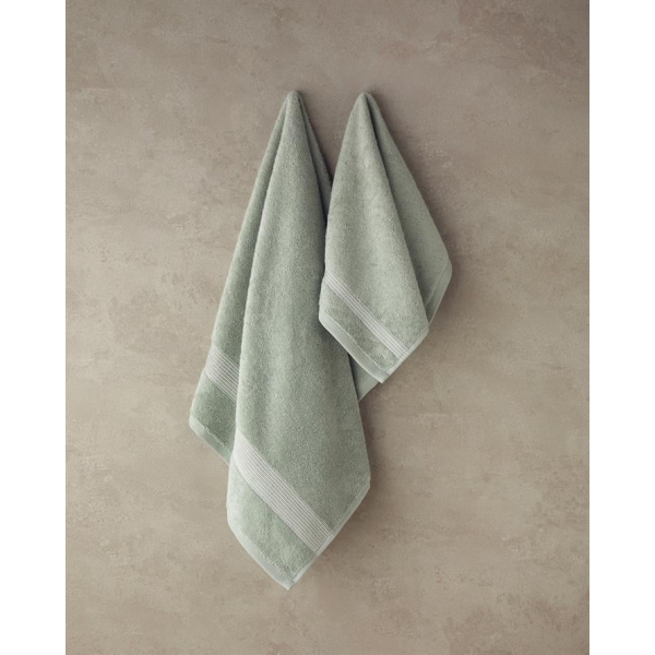 Shiny Stripe Cotton Face Towel Set Aqua Green