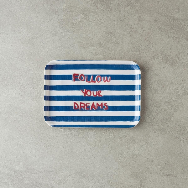 Jolly Waves Melamine Non-Slip Tray 20x28.5 Cm Navy Blue