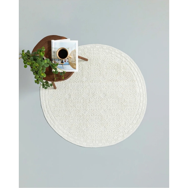 Chester Cotton Rug 110x110cm Cream