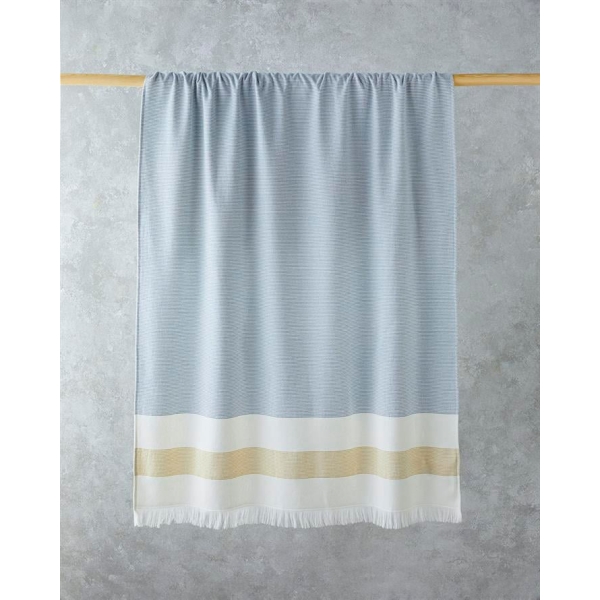 Poti Cotton Striped Beach Towel 90x150 Cm Ecru-Blue-Yellow