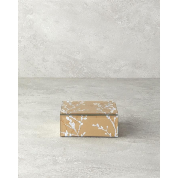 Sakura Garden Glass Decorative Box 12x12x5.3cm Beige