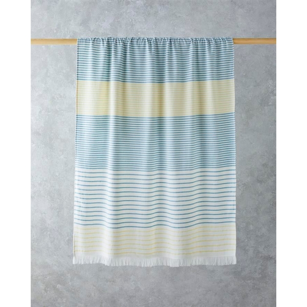 Linelike Cotton Striped Beach Towel 90x150 Cm Ecru-Green-Yellow