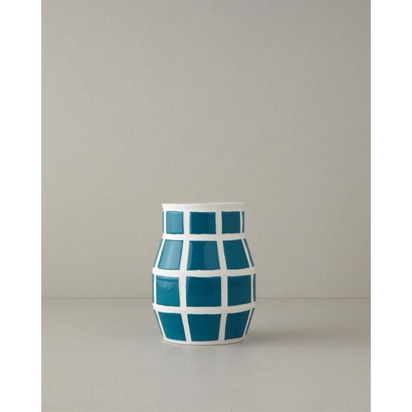 Trina Dolomite Vase Petrol 15x15x20cm Blue