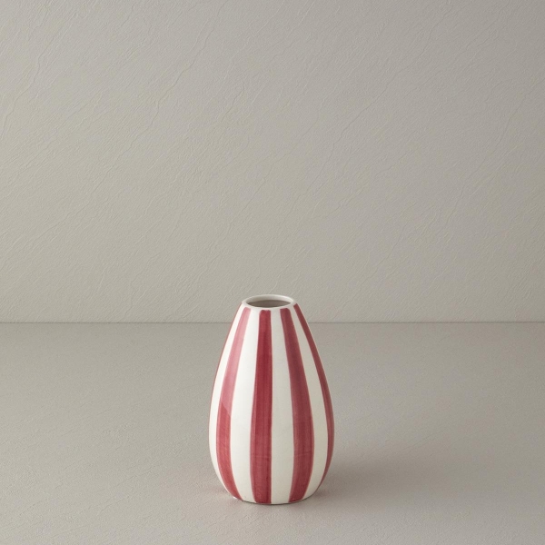 Exotic Strip Ceramic Vase 12x12x18cm Claret Red