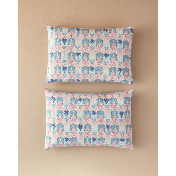 Tropical Palm 2-Piece Pillow Case 50x70 cm Blue