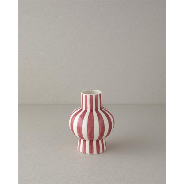 Exotic Strip Ceramic Vase 15x15x20 cm Claret Red