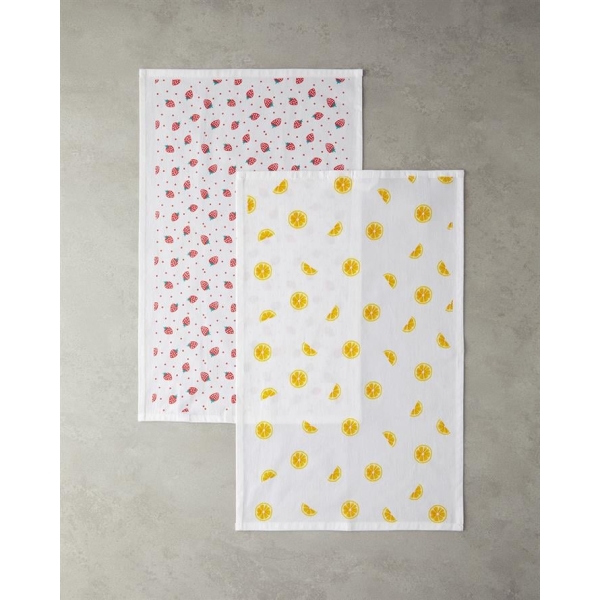 Fruits Cotton 2-Pieces Drying Towel 30x50 Cm Red-Yellow