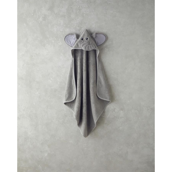 Elephant Cotton Baby Towel Gray