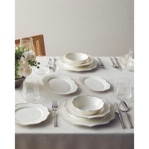 Valencia Bone Porcelain Dinner Set 27 Pieces For 6 Persons Silver