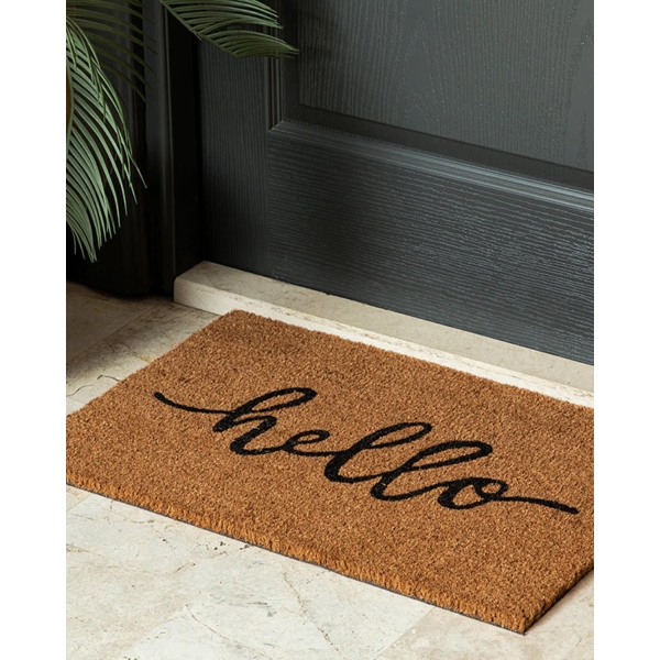 Hello Printed Doorstep Mat 40x60 cm Natural