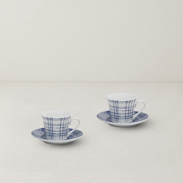 Vera Porcelain 4 Pieces Coffee Cup Set for 2 People 80 ml Blue