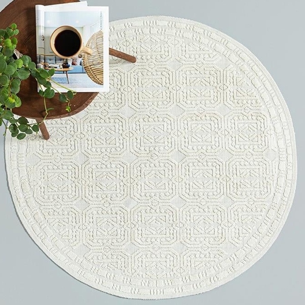 Chester Cotton Rug 110x110cm White