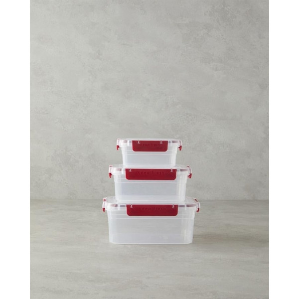 Arnie Plastic 3-Piece Storage Box Claret Red