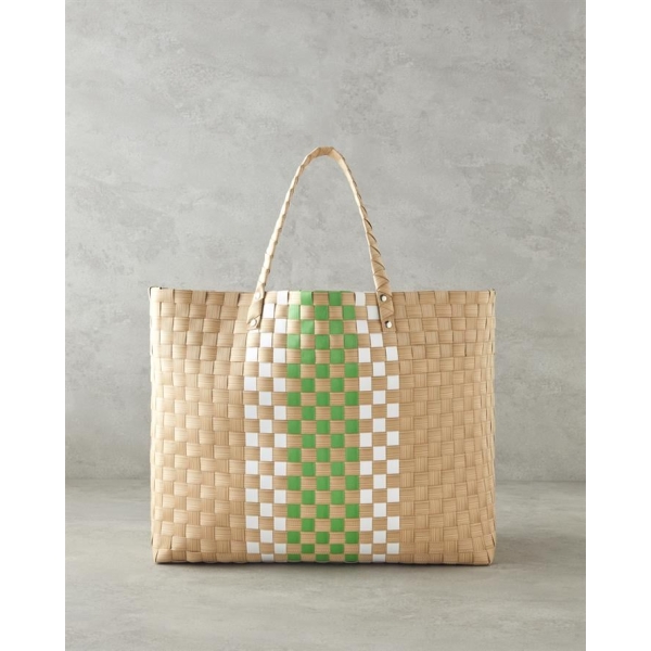 Anica Beach Bag 45x15x34cm Beige - Green