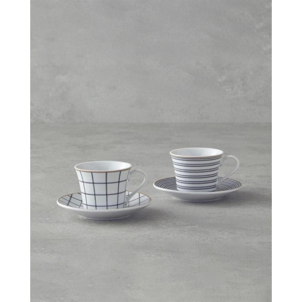 Ashley Porcelain Coffee Cup Set 4 Pieces For 2 People Black