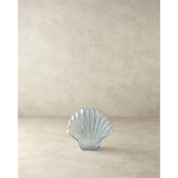 Shell Glass Vase 16.5cm Light Blue