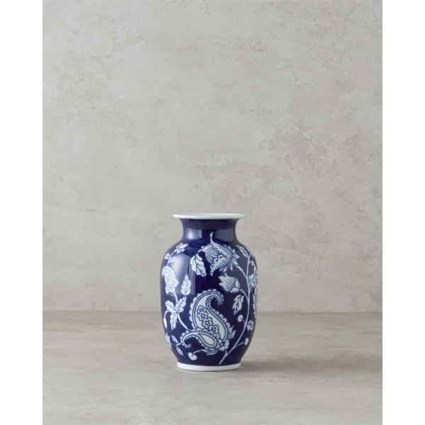 Flowery Bird Porcelain Vase 10x10x15cm Blue-White