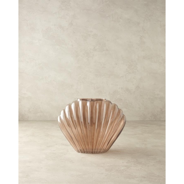 Shell Glass Vase 21cm Brown