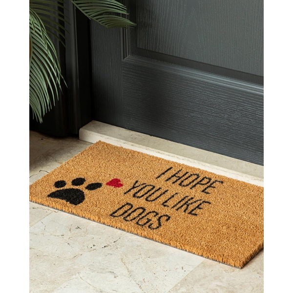 Dogs Printed Doorstep Mat 33x60 cm Natural