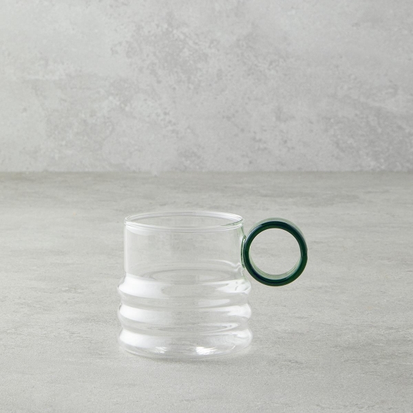 Ring Borosilcate Glass Mug 200ml Green