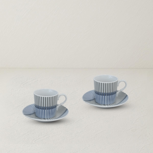 Edwin Porcelain 4 Pieces Coffee Cup Set for 2 People 80ml Blue - Green