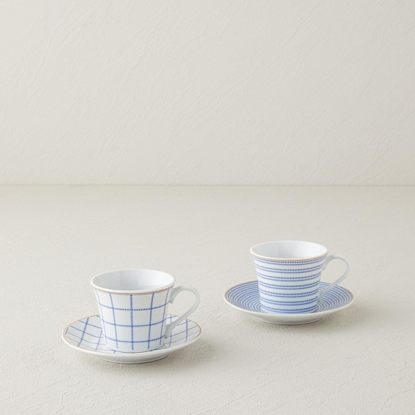 Ashley Porcelain 4 Piece Coffee Cup Set For 2 People 80ml Blue