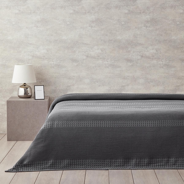 Almina Cotton Double Blanket 220x240 cm Anthracite