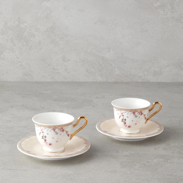 Sakura Dream New Bone China Coffee Cup Set 90 ml Pink