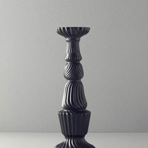 Crown Ceramic Candle Holder 13x13x36 cm Anthracite