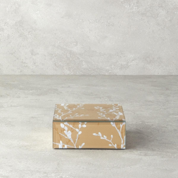 Sakura Garden Glass Decorative Box 21x13x8.5 cm Beige