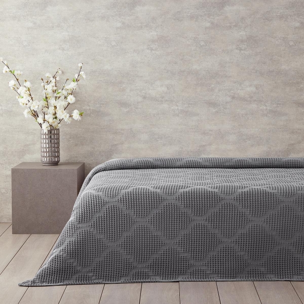 Fiona Cotton Waffle Double Blanket 240x220 cm Dark Grey