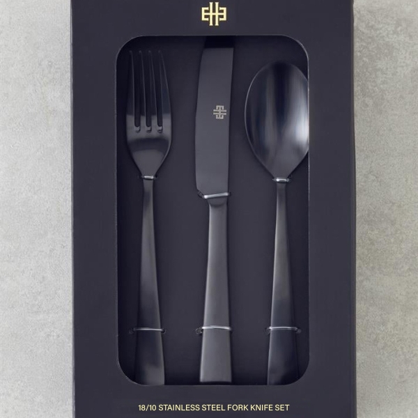 Leptis Stainless Steel Cutlery Set 18 Pieces for 6 People Black