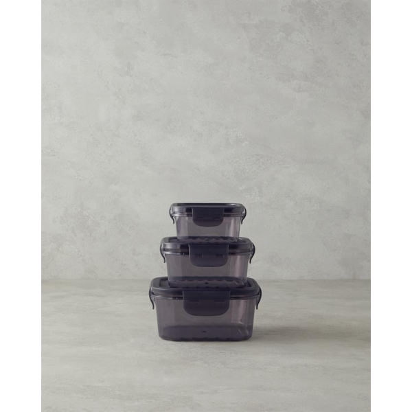 Sasha Plastic 3-Piece Storage Containers 500+1000+1700 ml Anthracite