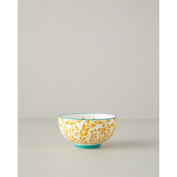 Floral Lines New Bone China Bowl 12 cm Mustard