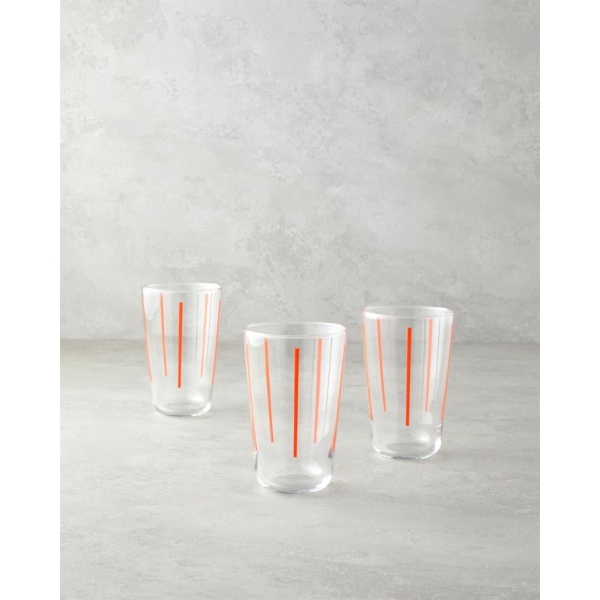 Liny Glass 3-Piece Cups 400 ml Orange