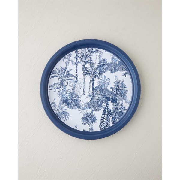 Palms Metal Tray 34 cm Navy Blue