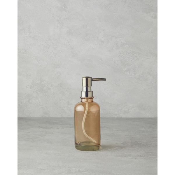 Rustic Glass Bathroom Liquid Soap Dispenser 20 cm Amber