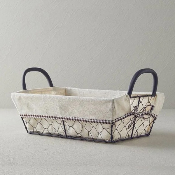 Lydia Metal Bread Basket 30x20 cm Beige